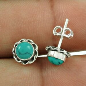 Zilveren Knopjes Turquoise