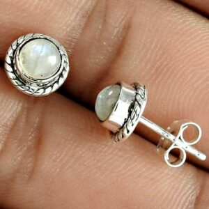 Zilveren Knopjes Regenboog Maansteen