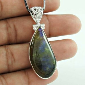 Zilveren Hanger Labradoriet Natuursteen