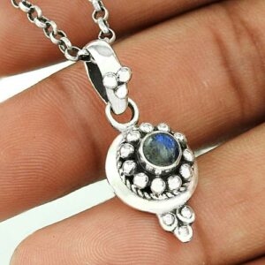 Zilveren Hanger Labradoriet Natuursteen