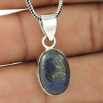 Zilveren Hanger Lapis Natuursteen