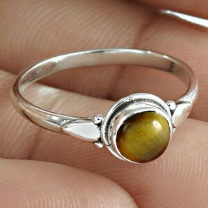 Zilveren Tijgeroog Natuursteen Ring