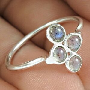 Zilveren Regenboog Maansteen Ring