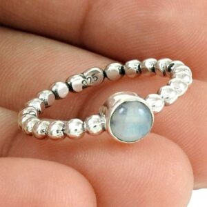 Zilveren Regenboog Maansteen Bubble Ring