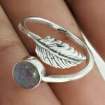 Zilveren Labradorite Blad Ring