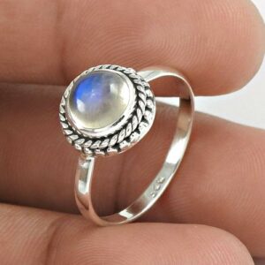 Zilveren Regenboog Maansteen Ring