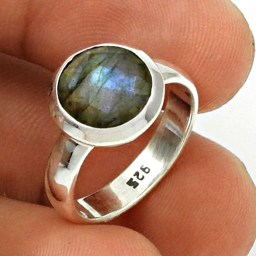 Zilveren Ronde Vintage Labradoriet Ring Zilveren Ronde Vintage Labradoriet Ring